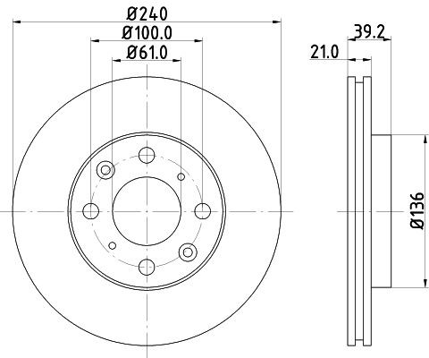 2x Front Brake Disc Fits Honda Mintex MDC1602 Outer Ø 240mm Vented gallery