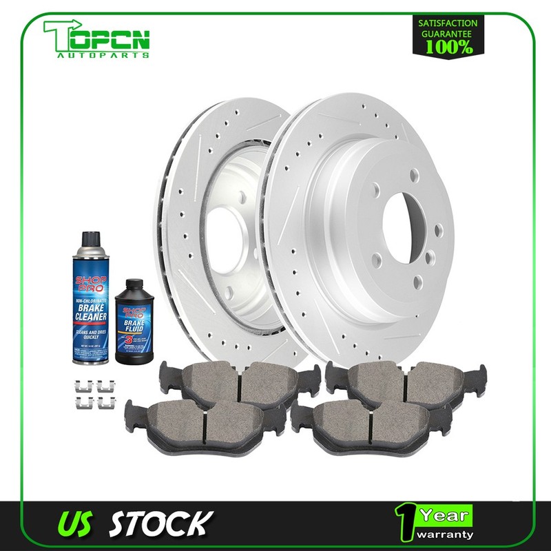 4X Ceramic Brake Pads And 2X Rotors Rear Fit for 2007 2008-2013 Bmw 328I Awd