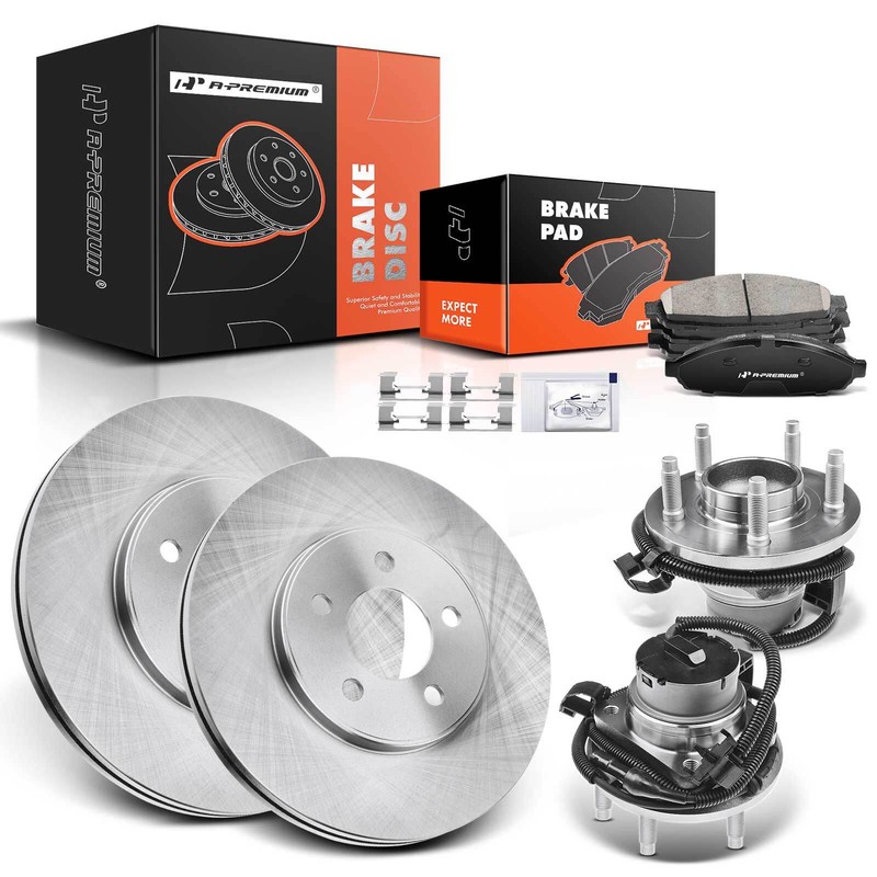 A-Premium Front Brake Rotors & Pad+Hub Bearing for Ford Crown Victoria 2003-2005