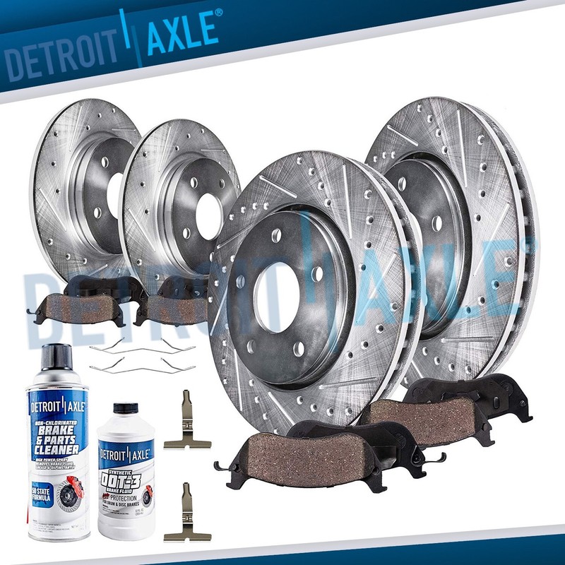 Front Rear DRILLED Rotors + Ceramic Brake Pads for 1996-2002 Mercedes-Benz E320