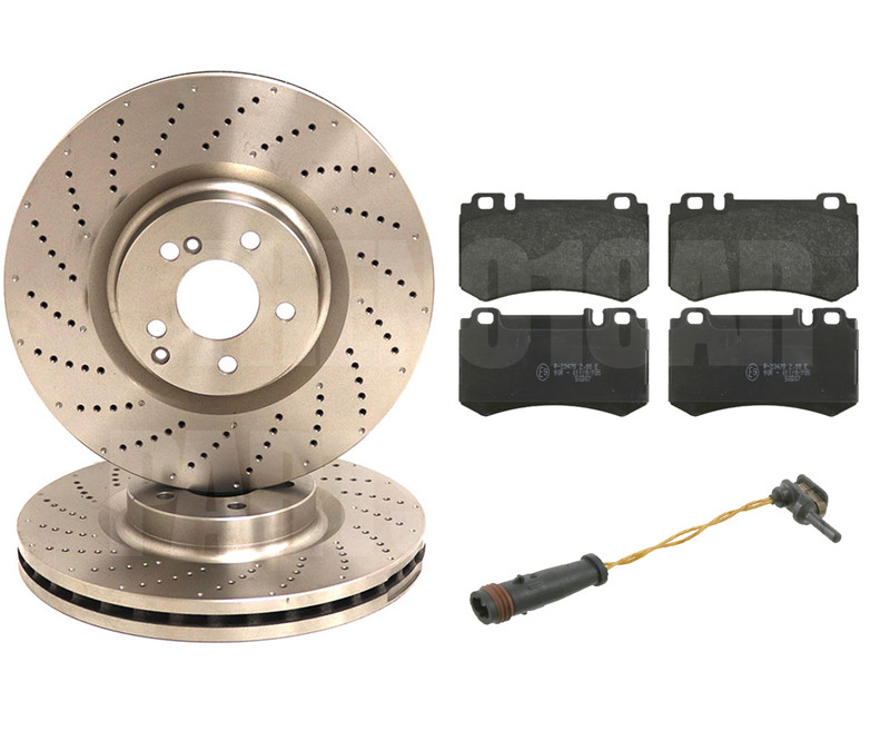 FRONT DRILLED VENTED BRAKE DISCS & PADS FOR MERCEDES-BENZ S CLASS CL600 SL600