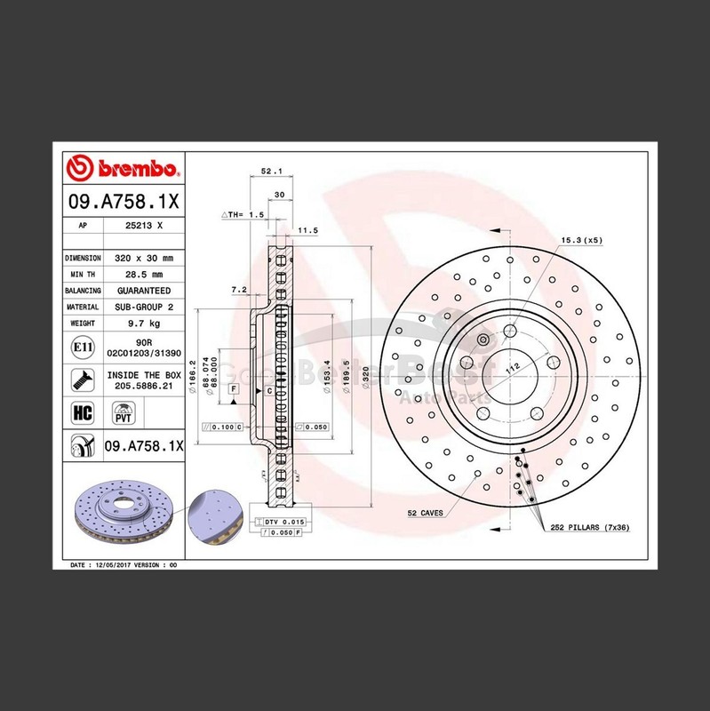 One New Brembo Disc Brake Rotor Front 09A7581X for Audi gallery