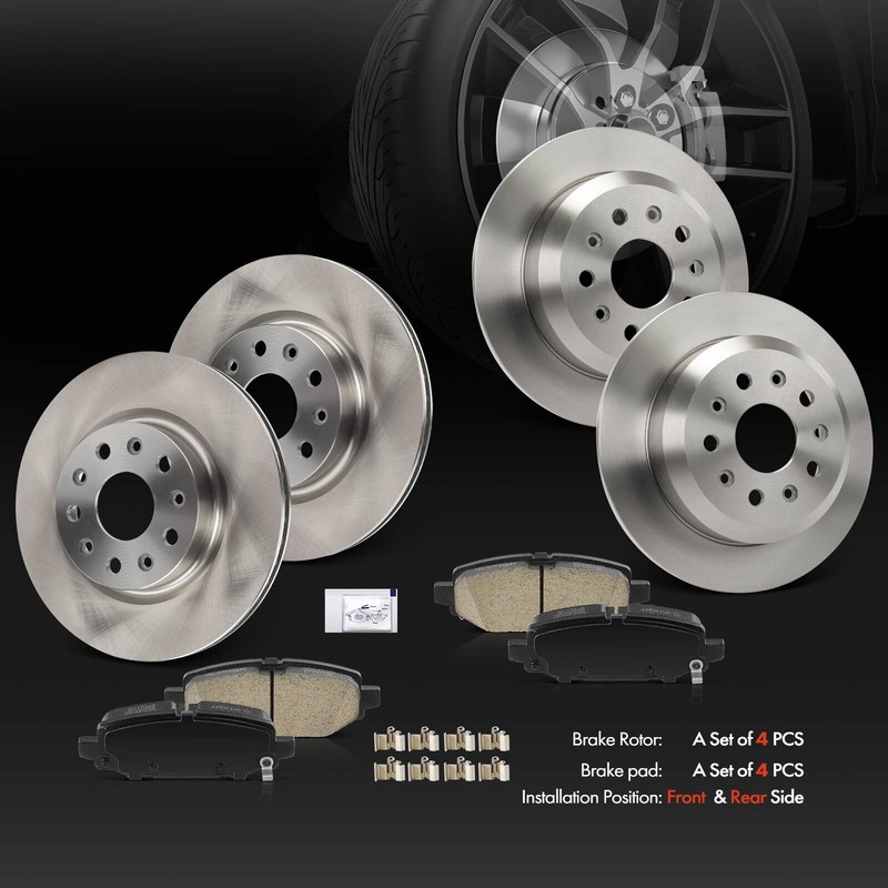 8x Front & Rear Disc Brake Rotors & Ceramic Brake Pads for Jeep Wrangler 18-20 gallery
