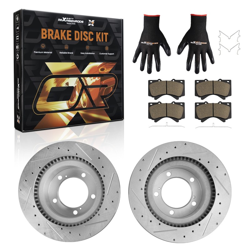Front L&R Brake Rotors&Ceramic Pads Kit for Toyota Land Cruiser 2016-2021 P-1303