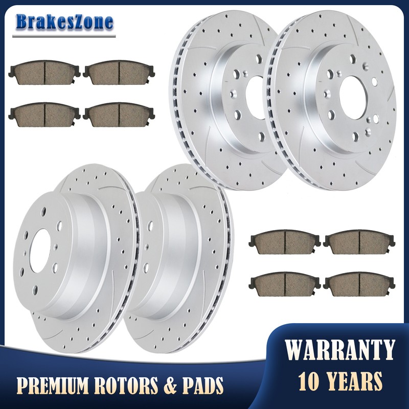 Front & Rear Brake Rotors Pads Fit for Cadillac Escalade Chevrolet Tahoe Drilled