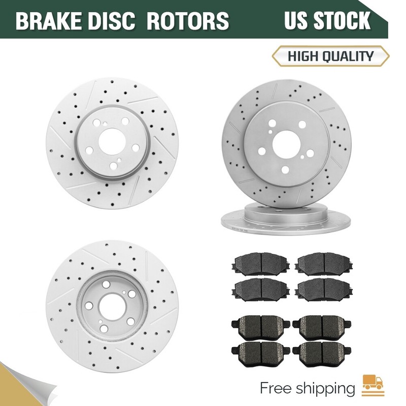 Front Rear Disc Brake Rotors + Ceramic Pads for Toyota Matrix 1.8L 2009 – 2014