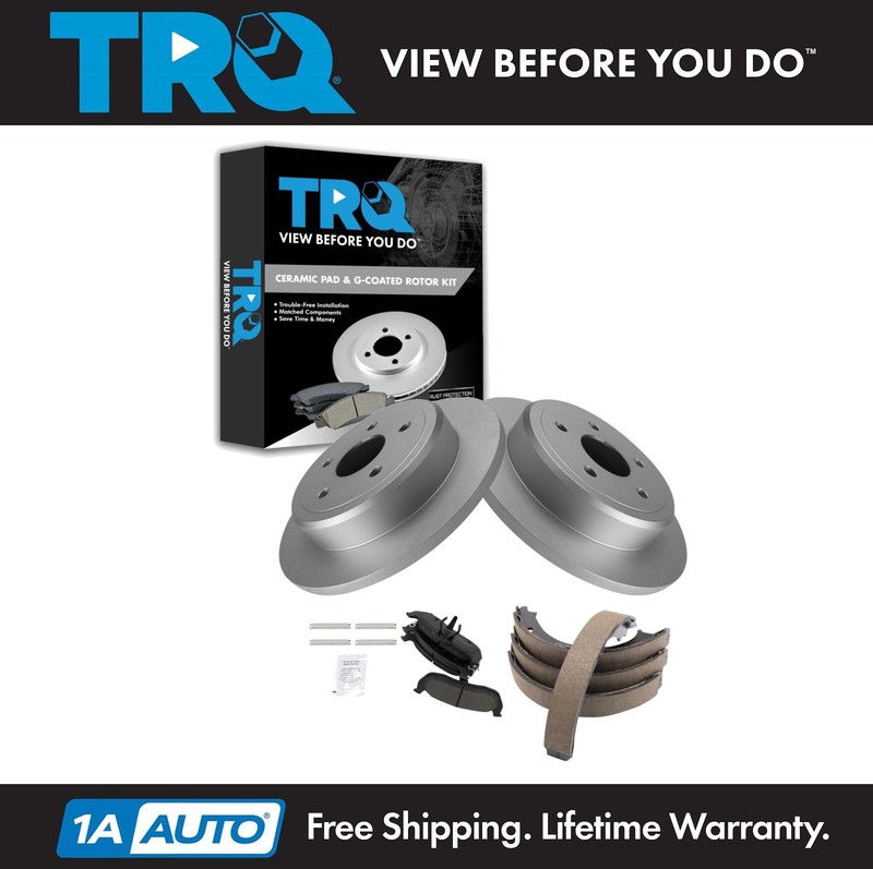 TRQ Rear Ceramic Brake Pad & Rotor Kit Fits 05-10 Jeep Commander Grand Cherokee