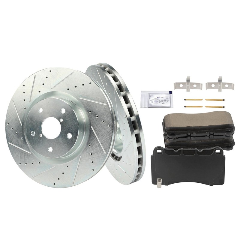 2-Wheel Set Brake Disc and Pad Kits Front for Subaru WRX STI Impreza 2005-2014