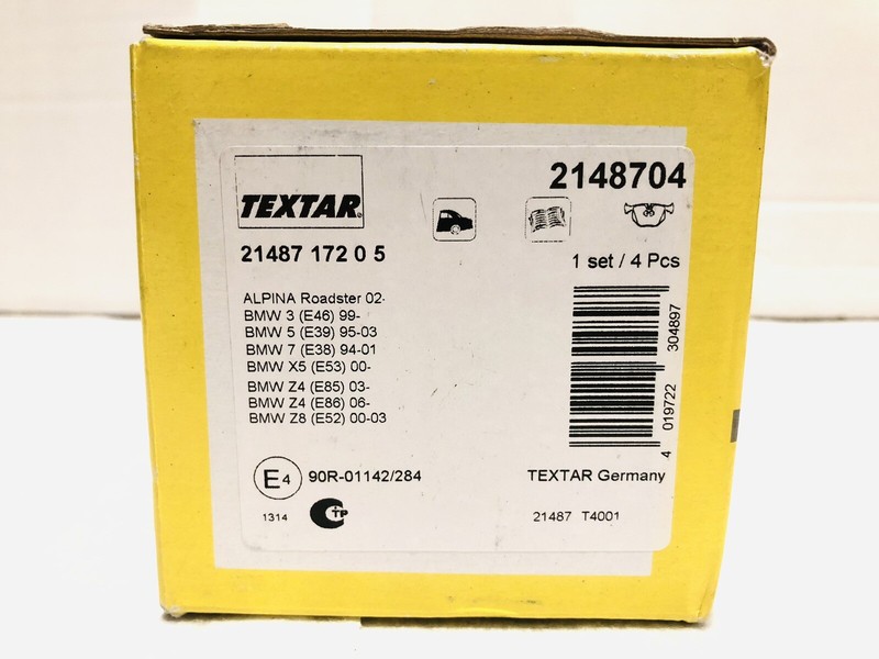 Rear Disc Brake Pads for BMW M3 M5 X3 X5 Z4 Z8 RANGE ROVER TEXTAR 2148704 NEW gallery