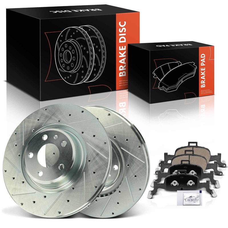 6Pcs Front Drilled Brake Rotors & Ceramic Brake Pads for Audi A4 A4 allroad Q5