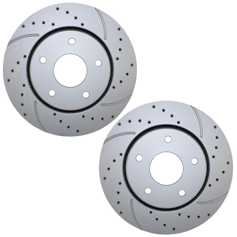 Bison Performance Set Front Drilled 302mm Brake Rotors for Chrysler Dodge Ram VW