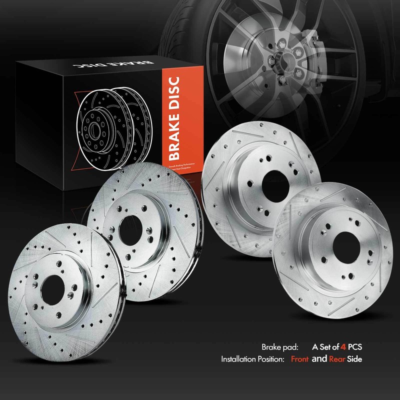 4Pcs Front & Rear Drilled Brake Rotors for Honda Accord Acura TSX 45251S0X000 gallery