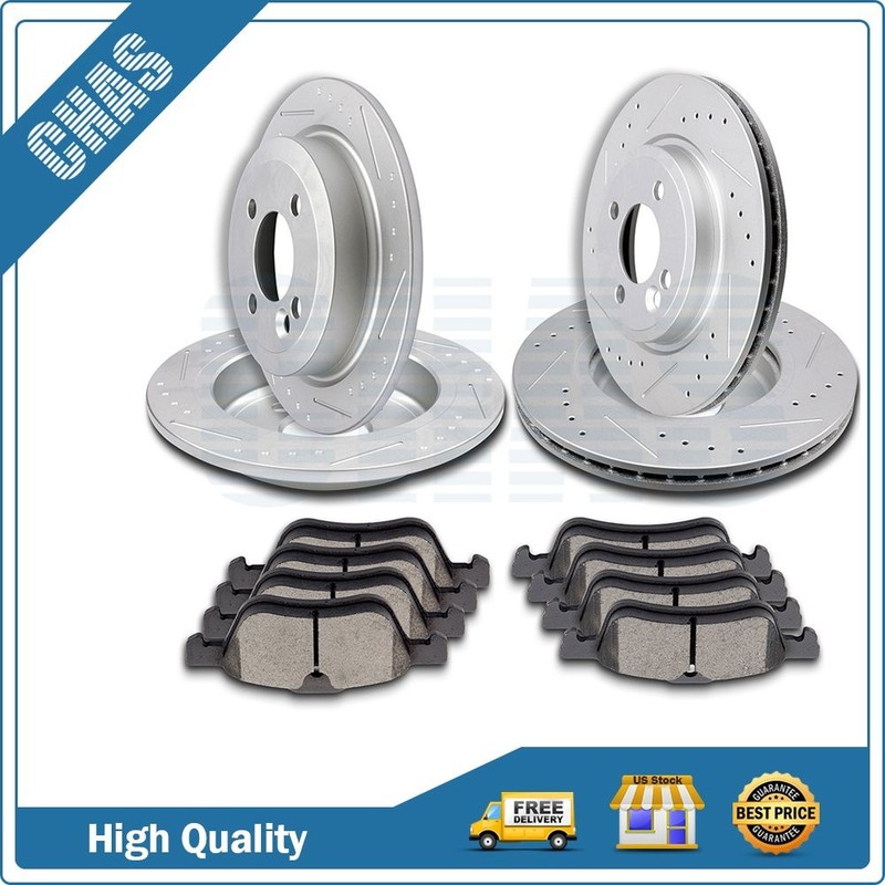 Front + Rear Brake Ceramic Pads And Rotors Discs For 2002-2006 Min Cooper S 1,6L