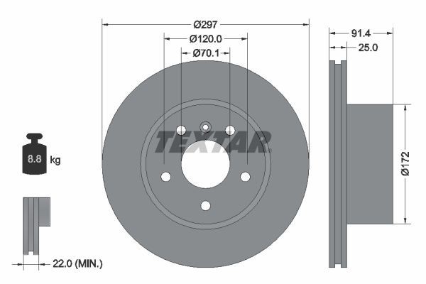 2X Textar 92129700 Front Brake Discs 297mm Vented Fits Land Rover Discovery