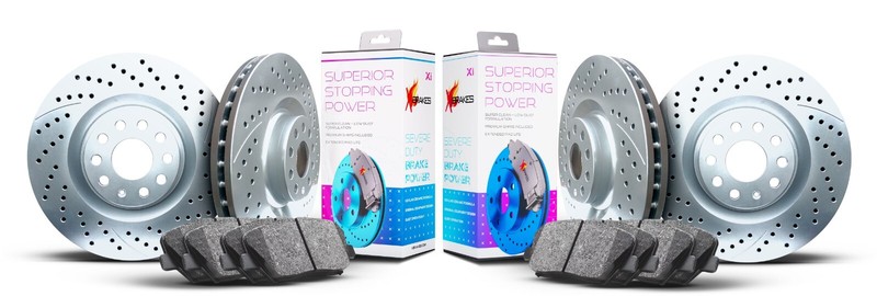F+R Drilled and Slotted Rotors and Clean Ceramic Brake Pads 4Runner GX460