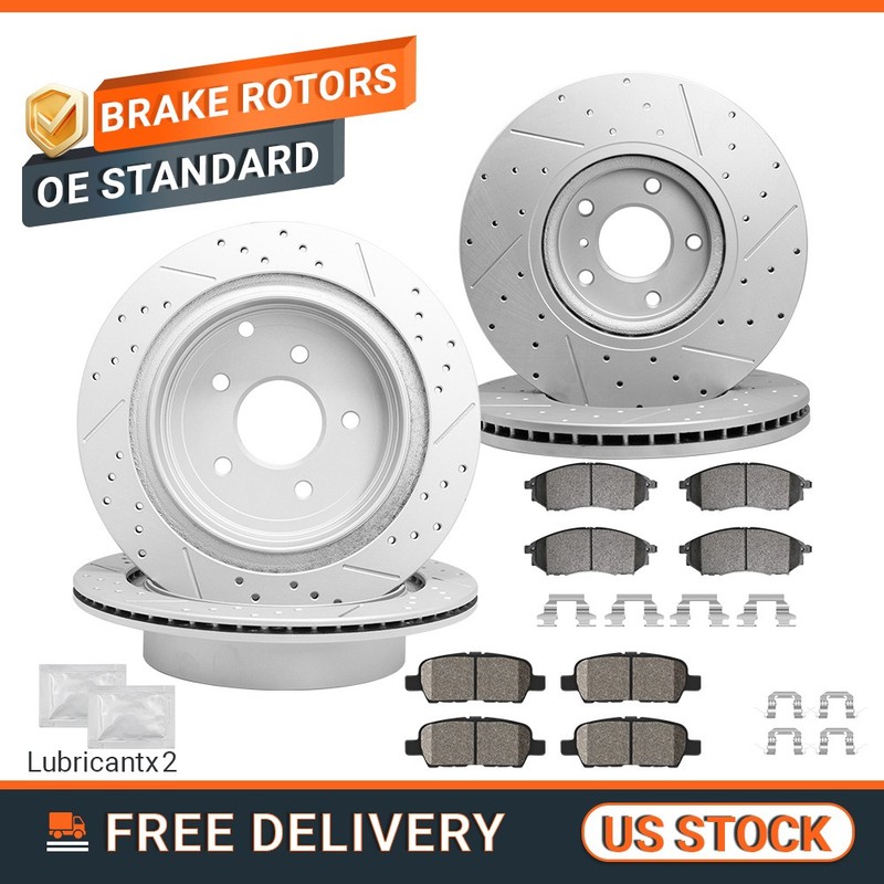 Front Rear Disc Drilled Rotors Ceramic Brake Pads for 2012 – 2013 Infiniti M35h