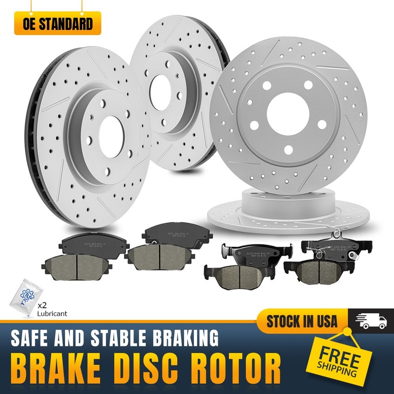 Front Rear Drilled Brake Rotors And Ceramic Pads Kit for 2020 2023 Mazda CX-30