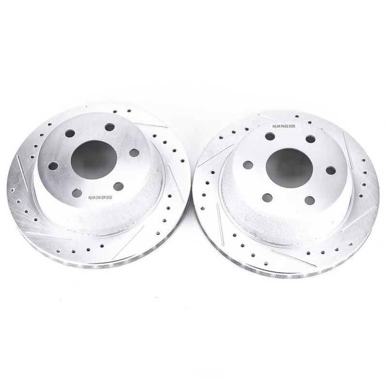 Disc Brake Rotor Set-Rear Drilled, Slotted and Zinc Plated Brake Rotor Pair