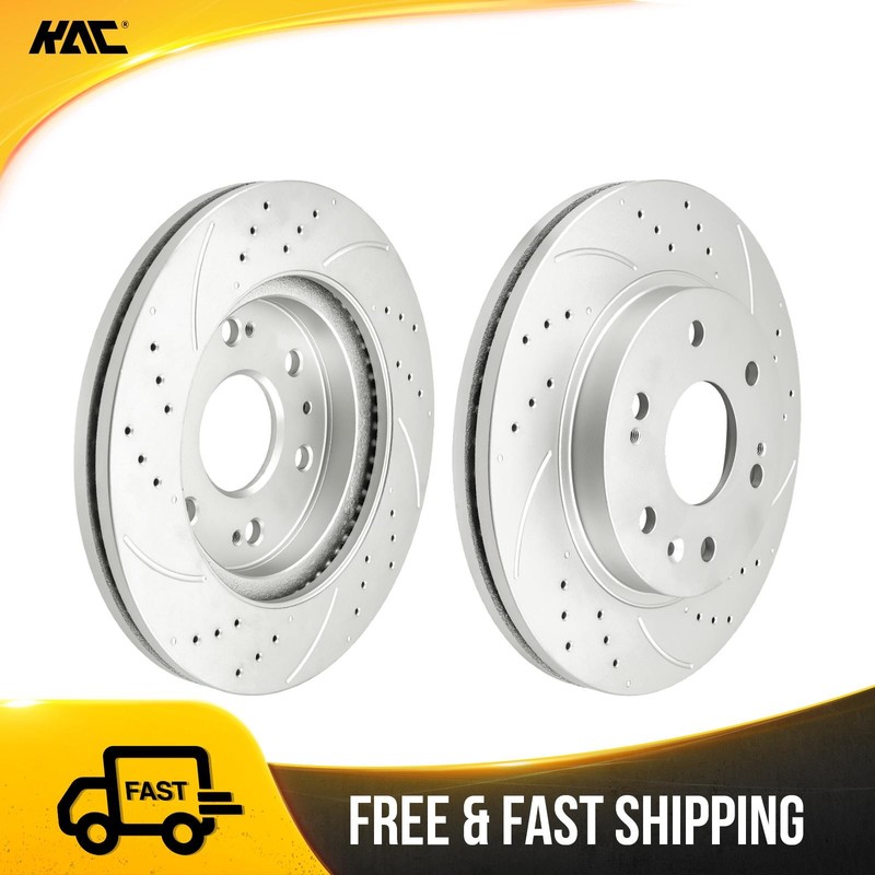 2x Front Drilled Slotted Coated Brake Rotors for 2014-2018 Chevy Silverado 1500