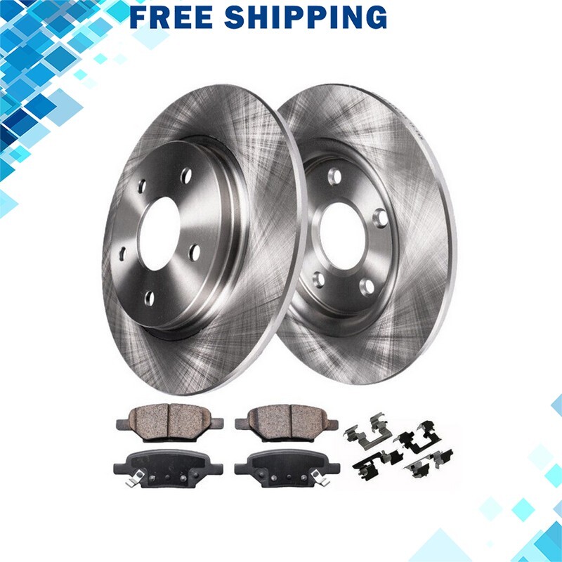 (2) Rear Brake Rotors + (4) Ceramic Brake Pads For 2011 – 2013 Chevrolet Impala