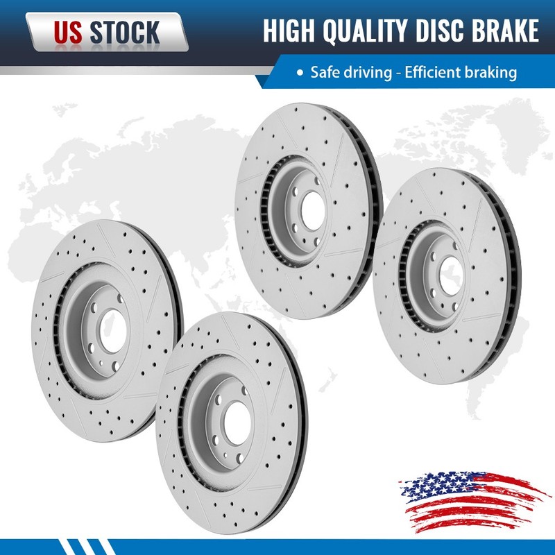 Front & Rear Drilled & Slotted Brake Rotors for Volvo S60 S90 V60 V90 XC60 XC90