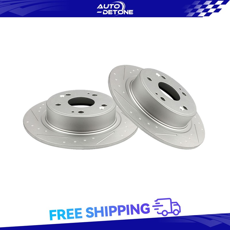 2X Rear Brake Rotors slotted Fits Honda Civic For Accord HR-V Acura ILX TSX