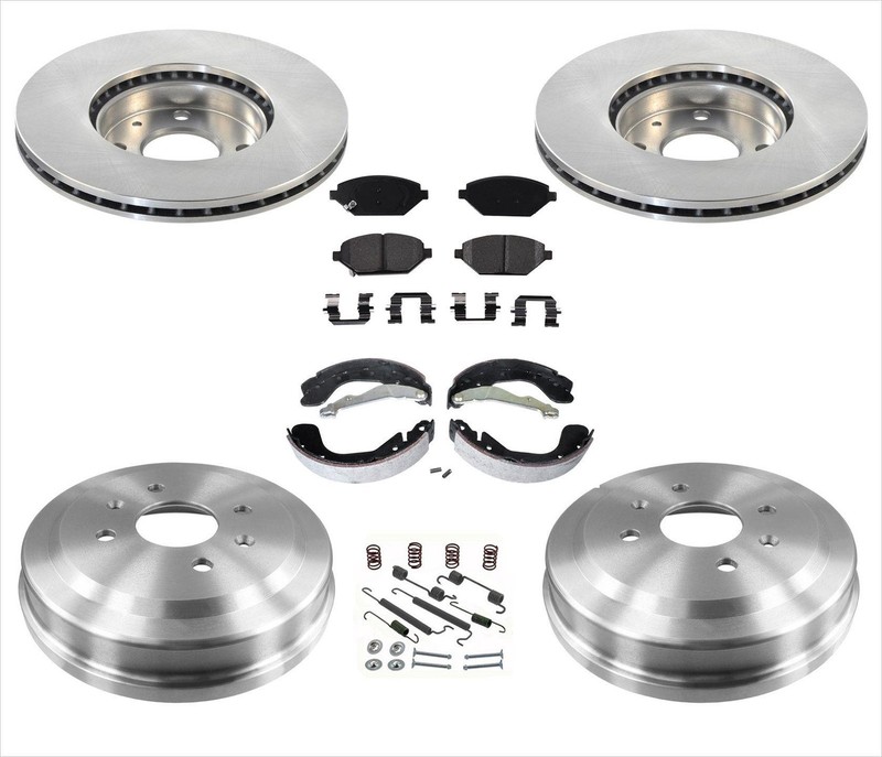 Front Rotors Rear Drums Brake Pads Shoes Fits 16-22 Chevrolet Spark 1.4L Engine