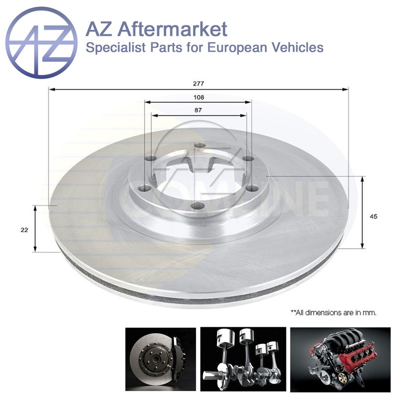 Fits Mitsubishi L200 1986-1996 L300 1986-2003 AZ Front Brake Disc #1