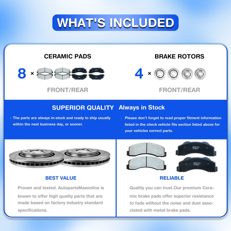 Front Rear Drilled Brake Rotor + Ceramic Pad For 2012-2017 Grand Caravan Journey gallery