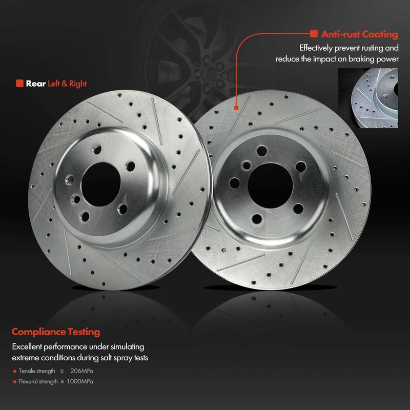 Rear Drilled Rotor &Ceramic Brake Pad for BMW F06 F10 535i 550i 640i 650i xDrive gallery