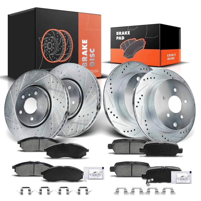 Front & Rear Drilled Rotors & Ceramic Brake Pad for INFINITI QX70 FX35 FX37 FX45