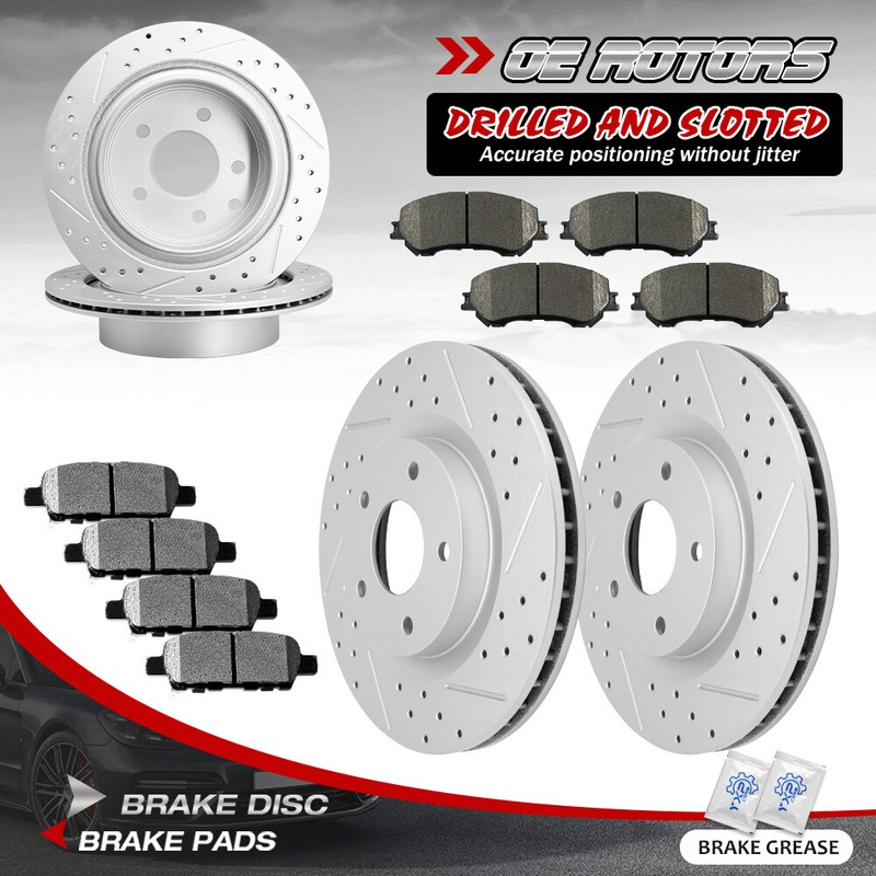 Front Rear Disc Rotors Ceramic Brake Pads Kit For Nissan Rogue Sport Qashqai