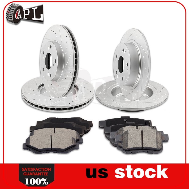 Front Rear Brake Rotors Discs Ceramic Pads Fits 2008 2009 2010-2012 Honda Accord