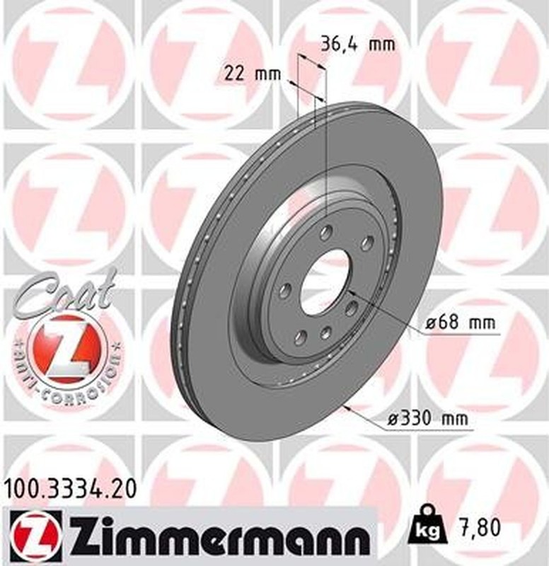 Zimmermann 100.3334.20 Standard Coat Z Disc Brake Rotor