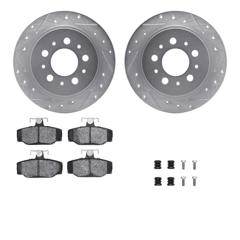 WGTH1-27017 R1 Concepts 2-Wheel Set Brake Disc and Pad Kits Rear Sedan for 960