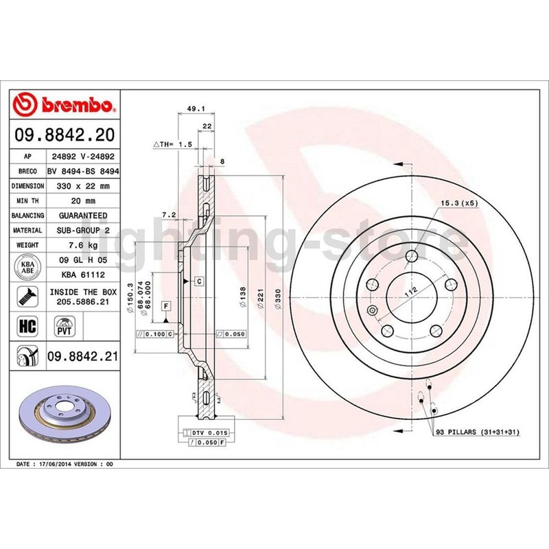 Rear Disc Brake Pad Set Disc Brake Rotor Fits Audi 2005-2009 A6 Quattro 3 pcs gallery