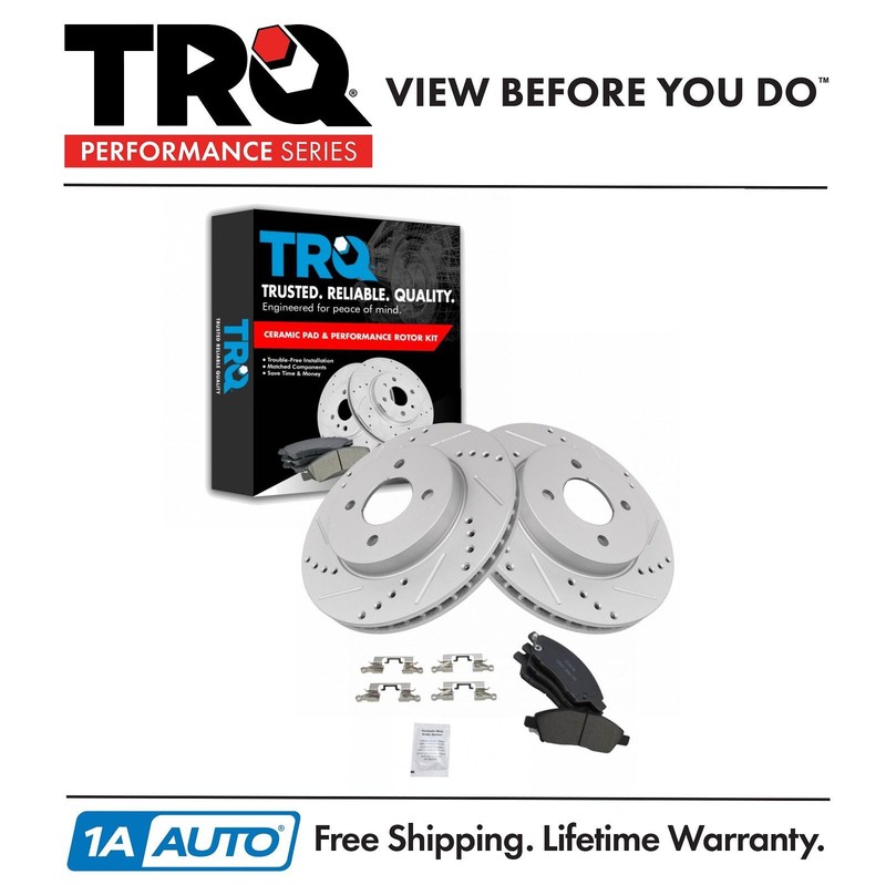TRQ Front Premium Posi Ceramic Brake Pad & Performance Rotor Kit for Nissan