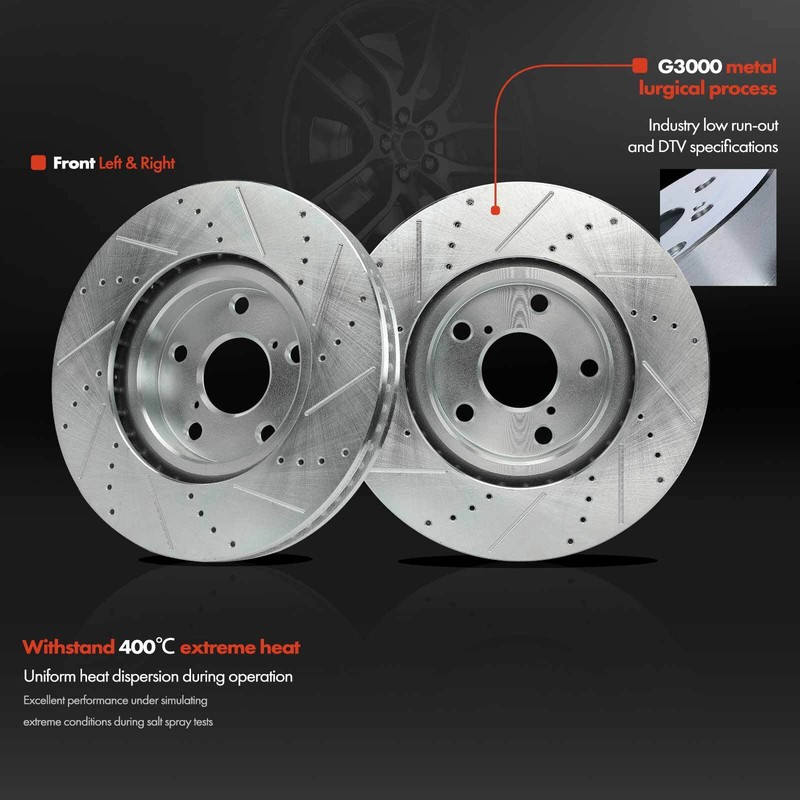 2Pcs Front Left & Right Drilled Brake Rotor for Lexus GS300 IS250 2009 2010-2015 gallery