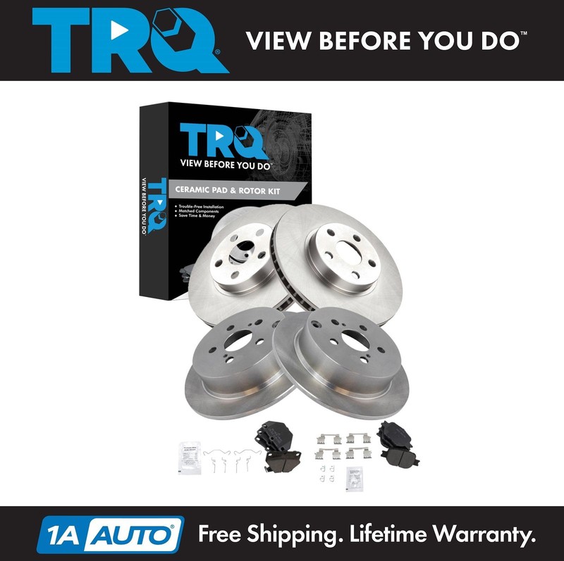 TRQ Front & Rear Brake Pad & Rotor Kit Ceramic For 2000-2005 Toyota Celica