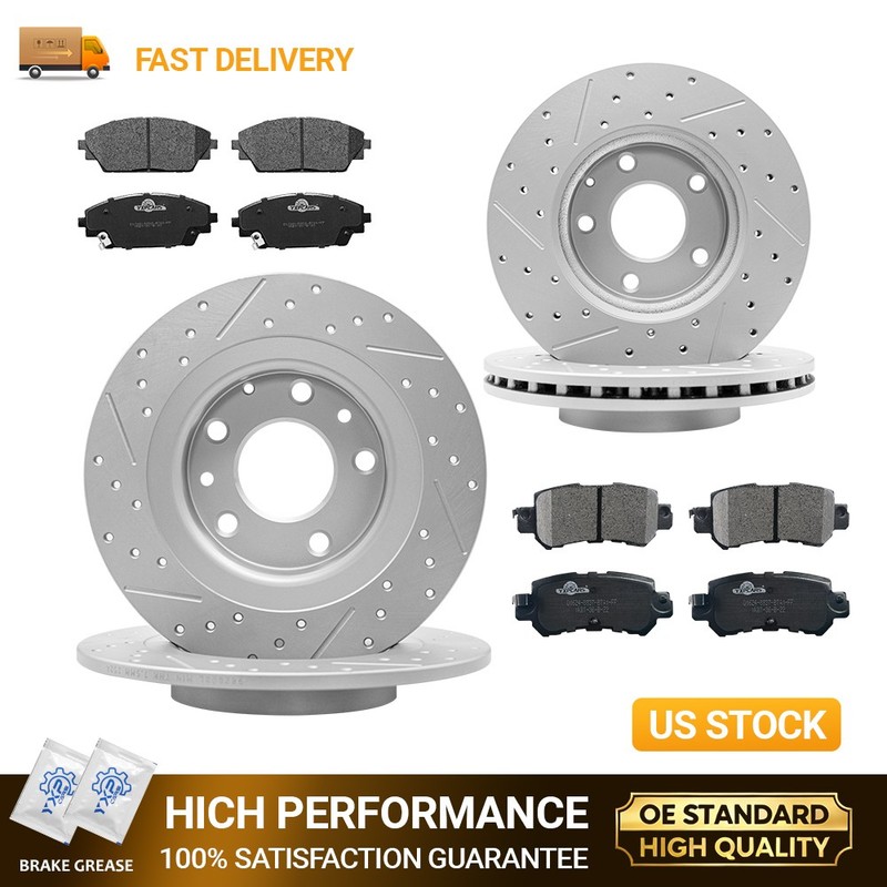 FWD Front Rear Drilled Brake Rotors Ceramic Pads for 2016 2017 2018 Mazda CX-3