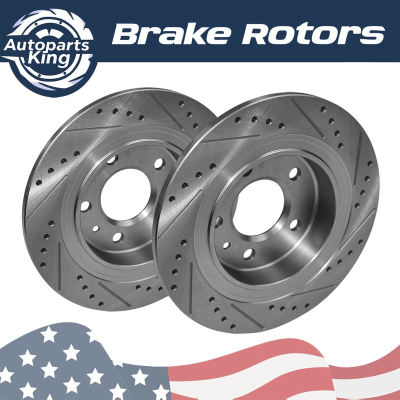 2x Rear Drilled Brake Rotors for Buick Envision Chevy Equinox Malibu GMC Terrain