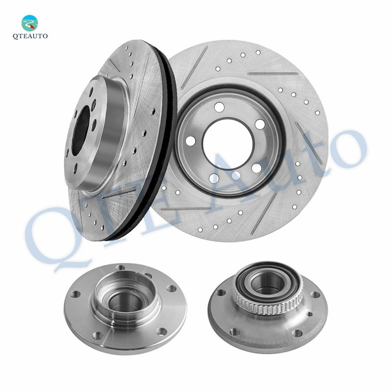 4PC Front 300mm Drilled Slotted Brake Disc Rotors-Wheel Hub For 2001 2002 BMW Z3