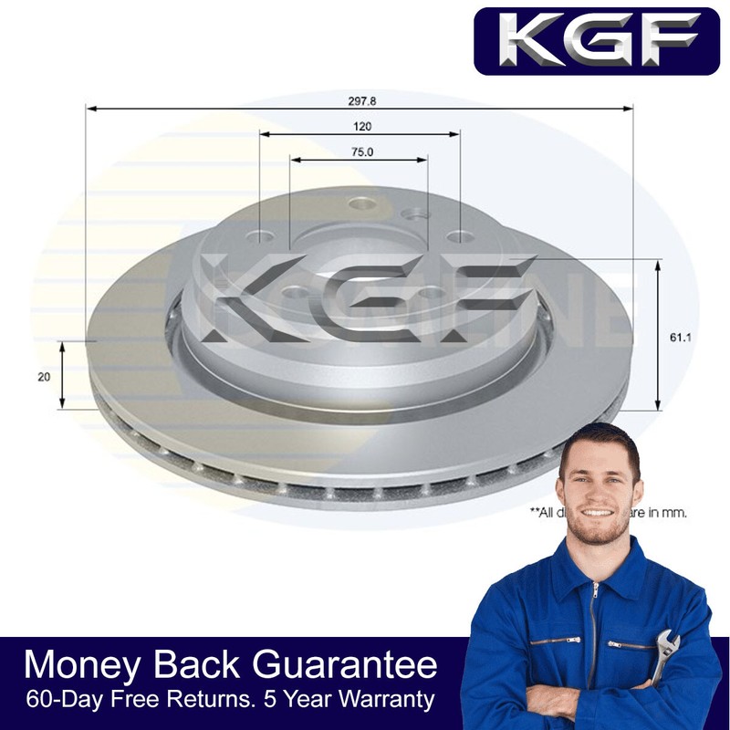 KGF Rear Brake Disc Fits BMW 5 Series 1995-2004 Alpina B10 1996-2002 #1