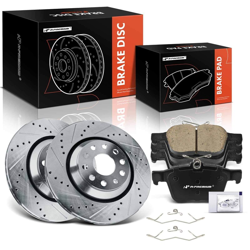 A-Premium 6x Rear Drilled Brake Rotor & Ceramic Brake Pad for Audi A3 Q3 309.9mm