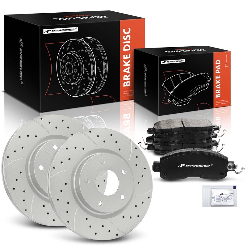 A-Premium Drilled Brake Rotor & Ceramic Brake Pad Front for Nissan Altima Sedan gallery