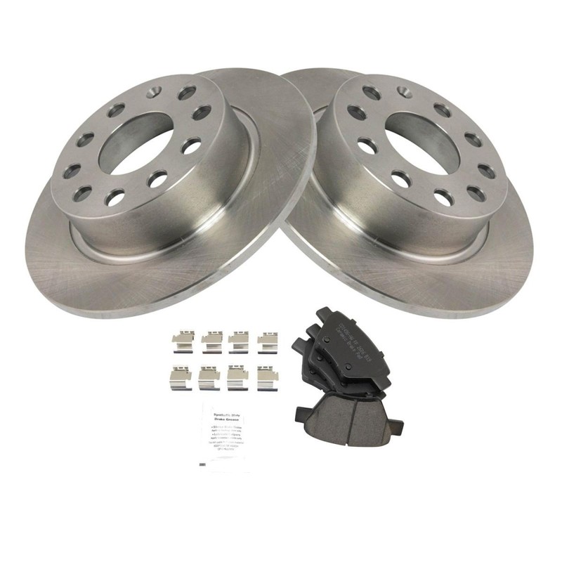 TRQ Rear Brake Pad & Rotor Kit Ceramic For 13 Beetle 11-14 Golf 12-14 Jetta gallery