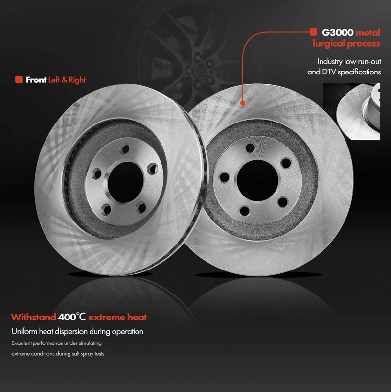 2Pcs Front Driver & Passenger Side Disc Brake Rotors for Ford Mustang 2007-2014 gallery