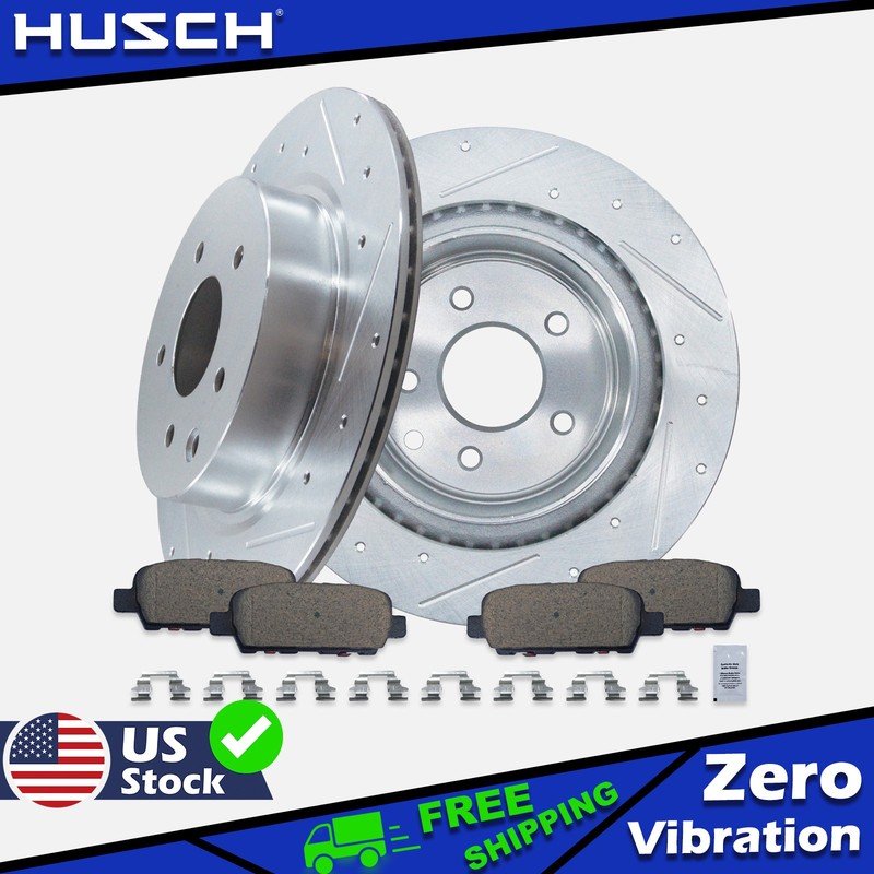12.12 in (308mm) Rear Drilled Disc Rotors & Ceramic Brake Pads for Nissan Maxima