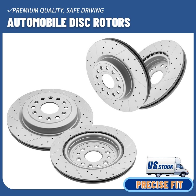 Front & Rear Drilled Disc Brake Rotors Kit for Ram 1500 2019-2025 Except 6.2L