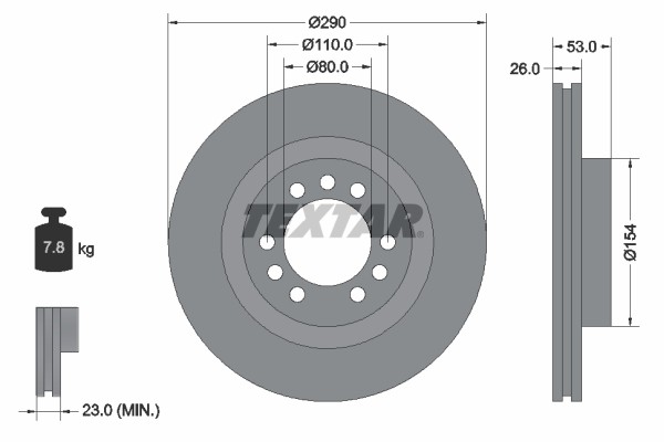 Textar 93127200 Brake Disc for Iveco